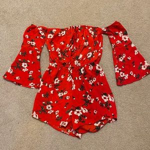 Brand new red floral romper